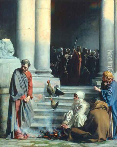 Peter's Betrayal Oil Painting - Carl Heinrich Bloch