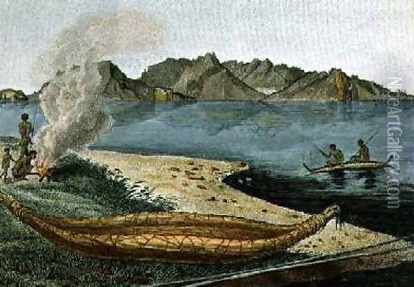 Navigation in Van Diemans Land Oil Painting - Lesueur, Charles Alexandre