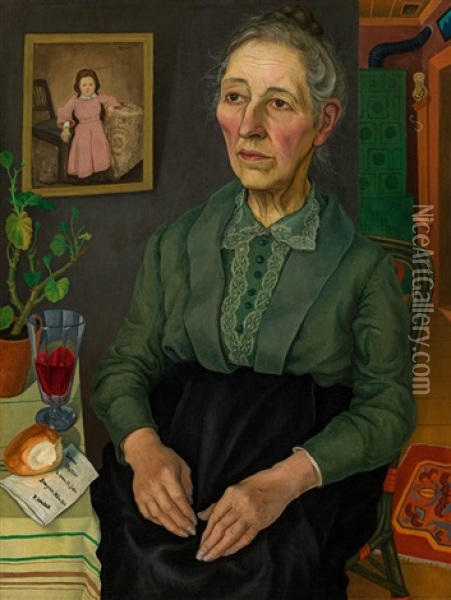 Portrait Of My Mother (in The Age Of 72) Oil Painting - Rudolf Wacker
