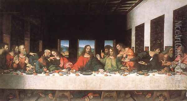 Last Supper (copy) 16th century Oil Painting - Leonardo Da Vinci