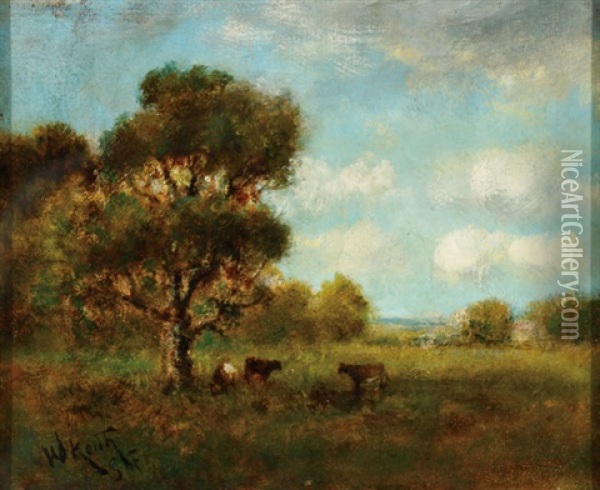 Cattle In A Clearing Oil Painting - William Keith