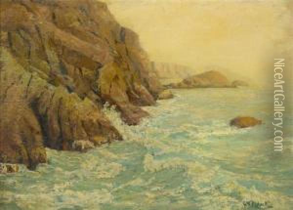 Waves On The Bluff Oil Painting - George W. Picknell