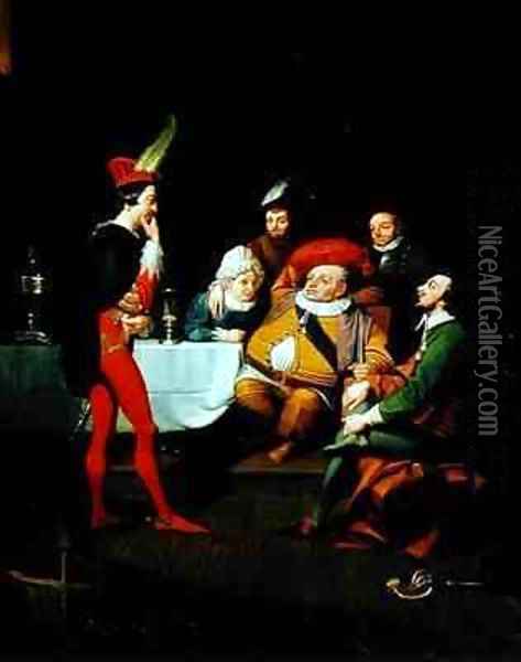 Falstaff Enacting Henry IV Oil Painting - George Whiting Flagg