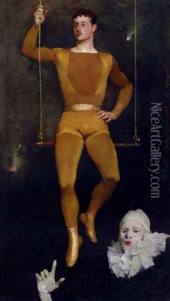 Le Trapeziste Et Le Clown Oil Painting - Charles Giron
