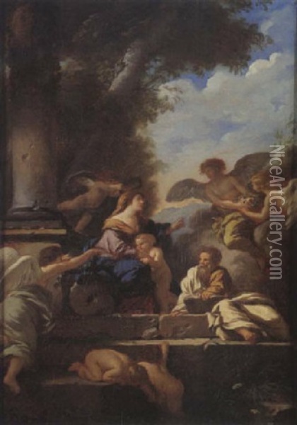 Repos De La Sainte Famille Pendant La Fuite En Egypte Oil Painting - Jean Jacques Lagrenee the Younger