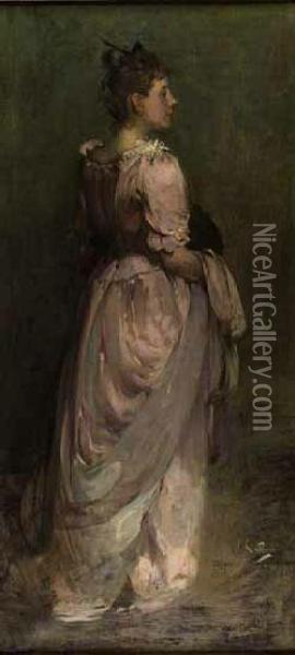 Full Length Portrait Of Miss Anne Spencer Oil Painting - Benjamin James Bowen