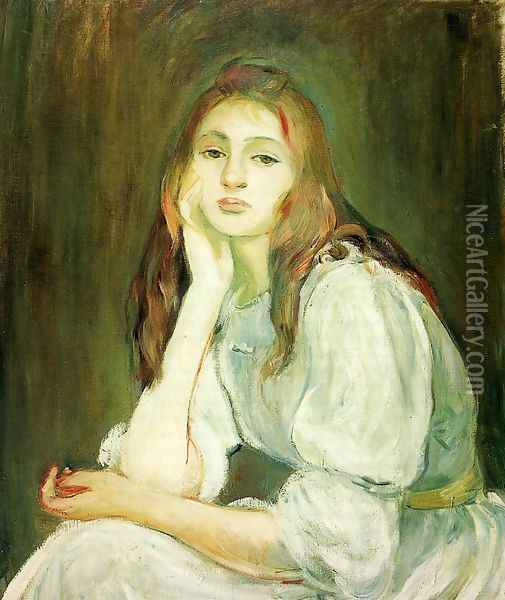 Julie Daydreaming Oil Painting - Berthe Morisot
