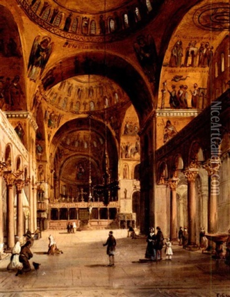 St. Mark's Basilica Oil Painting - Carlo Grubacs