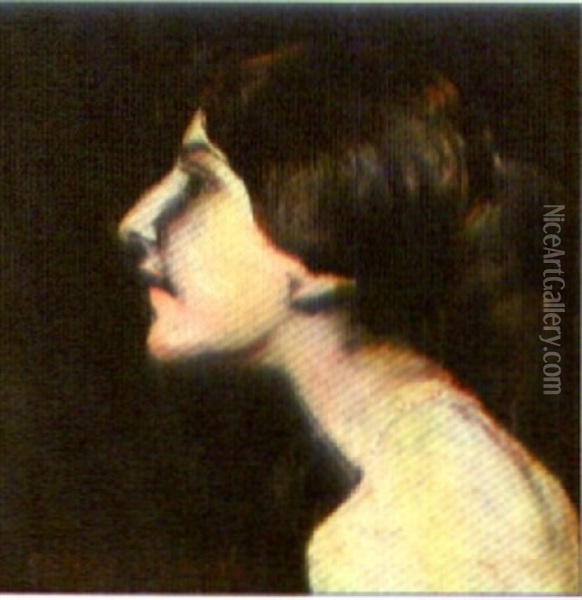 Bildnis Im Profil Nach Links (anni Soldner) Oil Painting - Albert von Keller