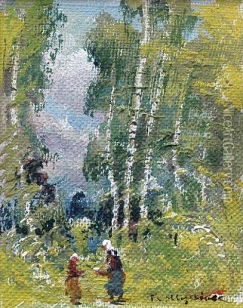 Birch Grove. Oil Painting - Frantisek Myslivec