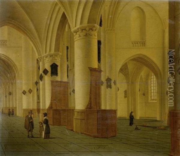 Kircheninterieur Mit Personen. Oil Painting - Daniel de Blieck