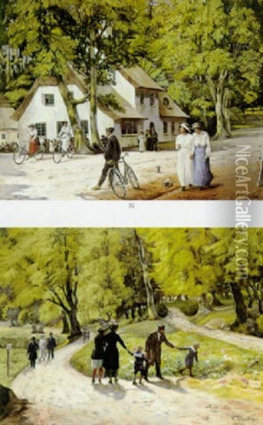 Sommergaester I Dyrehaven Ved Peter Lieps Hus Oil Painting - Vilhelm Theodor Fischer