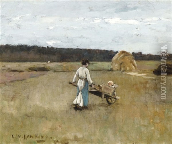 Mere Et Enfant Dans Les Champs Oil Painting - Louis Welden Hawkins