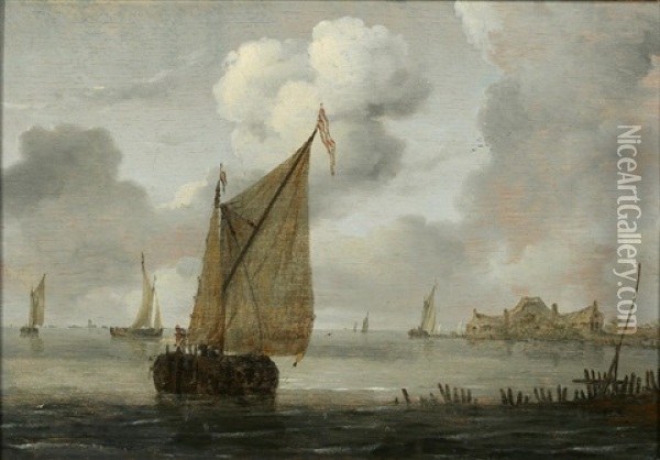 Sailing Boats Near A Coast Oil Painting - Arnoldus van Anthonissen