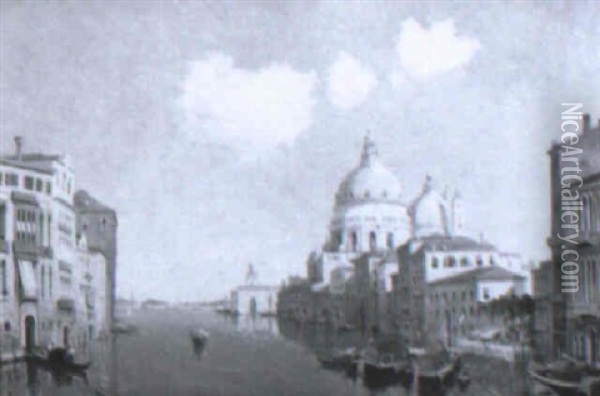 El Gran Canal De Venecia Con La Salute Al Fondo Oil Painting - Antonio Rizzi