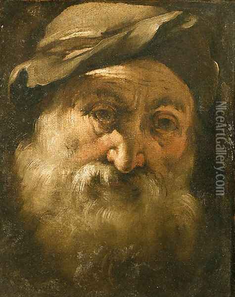 Head of a bearded old Man Oil Painting - Genoese School
