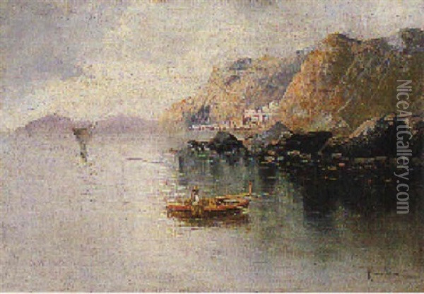 Pescatori A Capri Oil Painting - Oscar Ricciardi