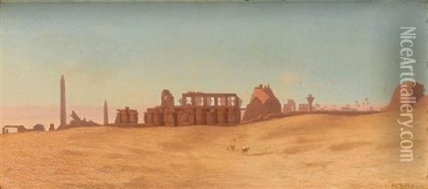 The Ruins Of Karnak, Thebes Oil Painting - Charles Theodore (Frere Bey) Frere