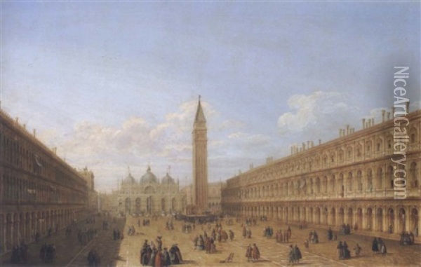 View Of The Piazza San Marco, Venice Oil Painting - Giacomo van (Monsu Studio) Lint