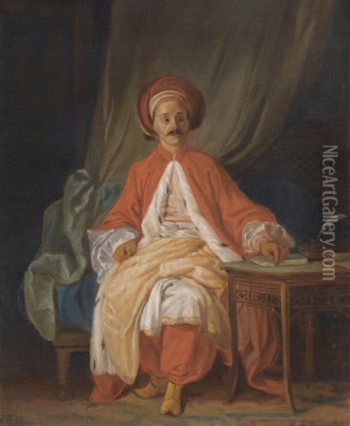 A Turkish Nobleman Oil Painting - Jean-Baptiste Leprince