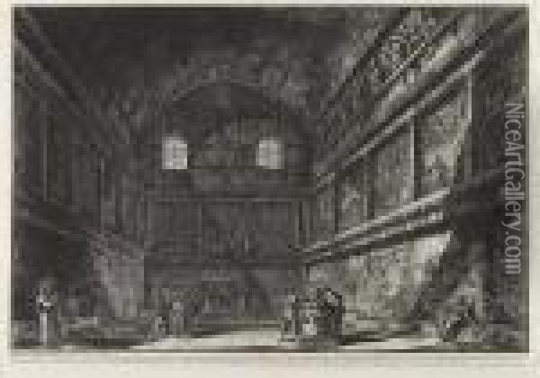 Veduta Interna Dell'antico Tempio Di Bacco Oil Painting - Giovanni Battista Piranesi