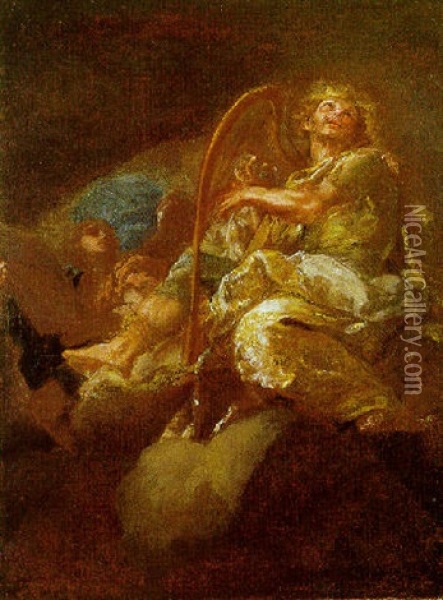 Il Re David Che Suona L'arpa Oil Painting - Giacomo del Po