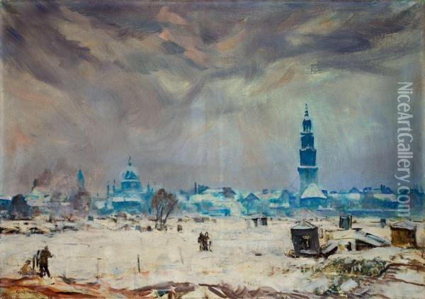 Potsdam Im Winter Oil Painting - Ulrich Hubner
