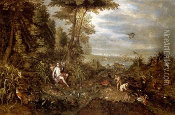 An Allegory Of Water Oil Painting - Jan van Kessel the Younger