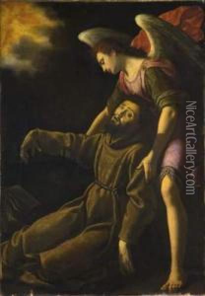 Saint Francois D'assise, Soutenu Par Un Ange Apres Avoir Recu Les
Stigmates Oil Painting - Lodovico Cardi Cigoli