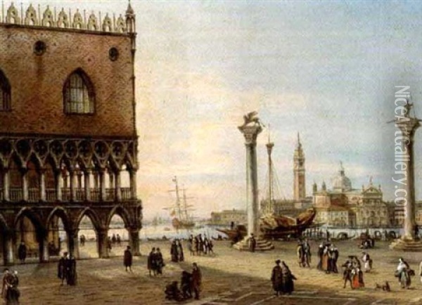 Venezianisches Capriccio Oil Painting - Giovanni Antonio Guardi