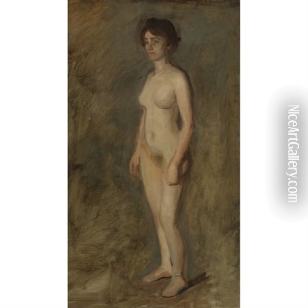Standing Female Nude Oil Painting - Thomas Eakins