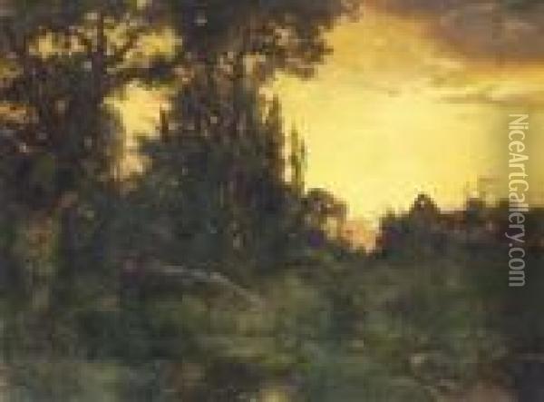 Twilight Oil Painting - Thomas Moran