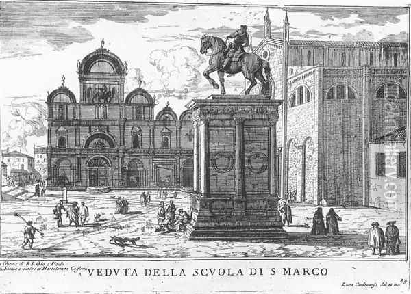 Santi Giovanni e Paolo and the Scuola di San Marco 1704 Oil Painting - Luca Carlevaris