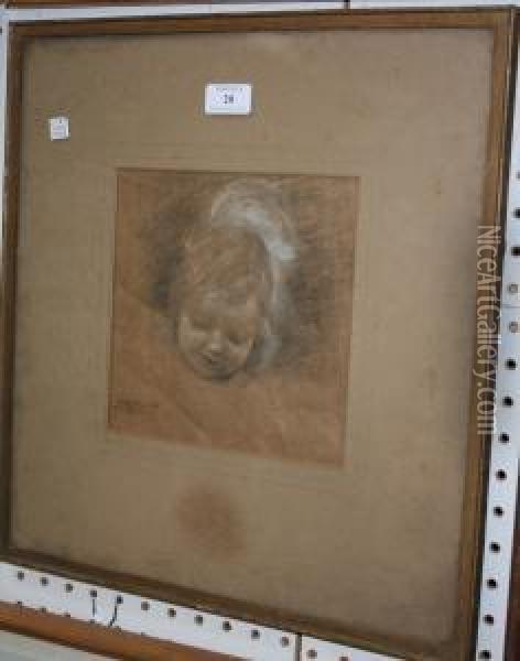 Portrait Study Of A Baby'shead Oil Painting - Edward William Stott