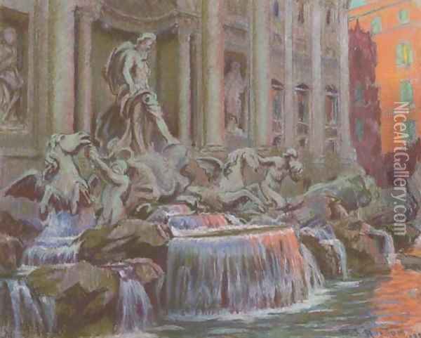 Trevi Fountain Oil Painting - William Samuel Horton