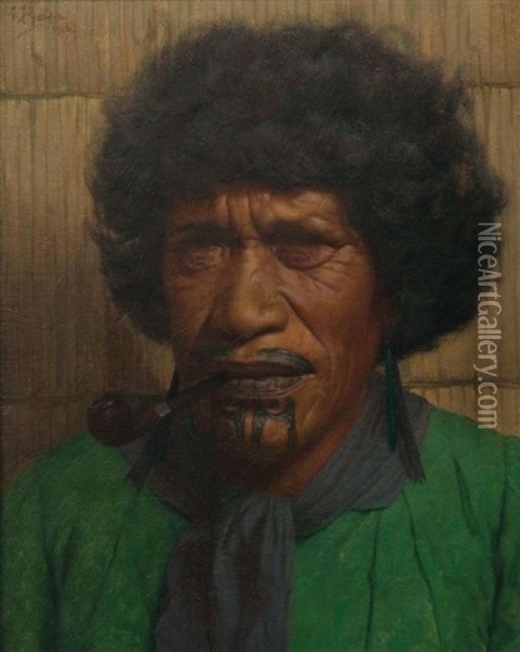 In Doubt Maramena Wiari (an Arawa Chieftainess) Oil Painting - Charles Frederick Goldie