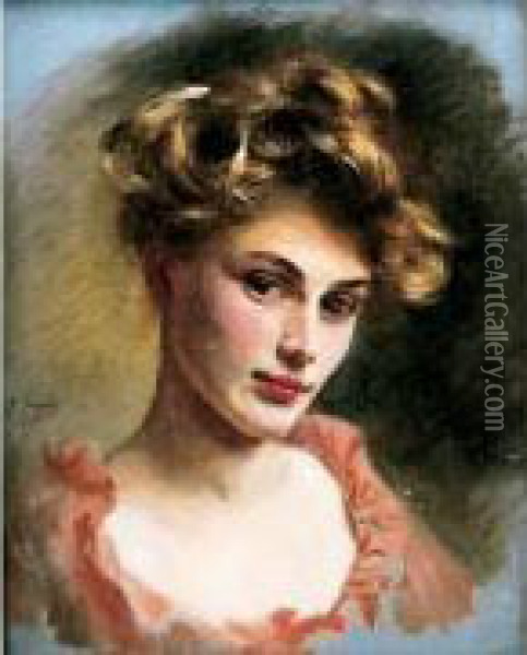 Portrait De Jeune Fille Oil Painting - Gustave Jean Jacquet