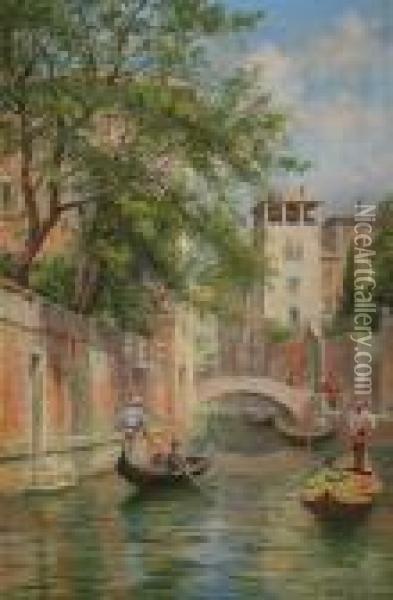 Gondoljarer I Venedig Oil Painting - Arthur Trevor Haddon