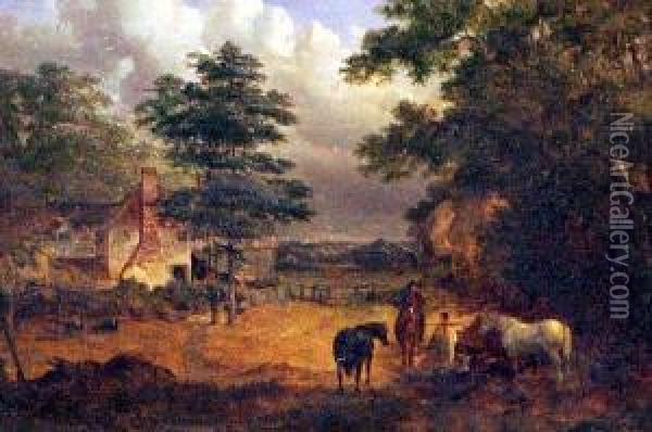 Farm Scene Oil Painting - John Dearman Birchall