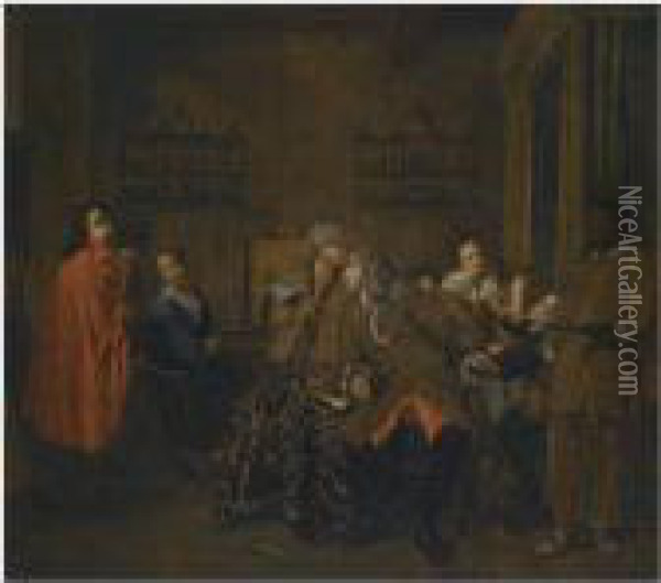A Musical Party In An Interior Oil Painting - Peter Jacob Horemans