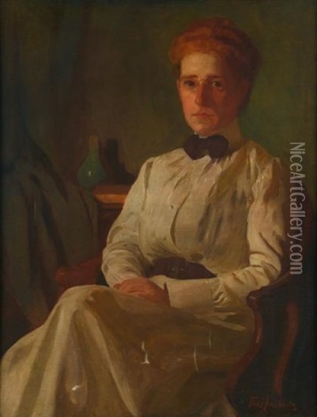 Portrait Of Miss Bunting Oil Painting - Thomas Anshutz