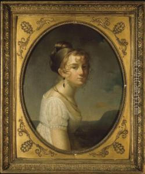 Portrait Of Amelie-justine Pontois Oil Painting - Adele Romany