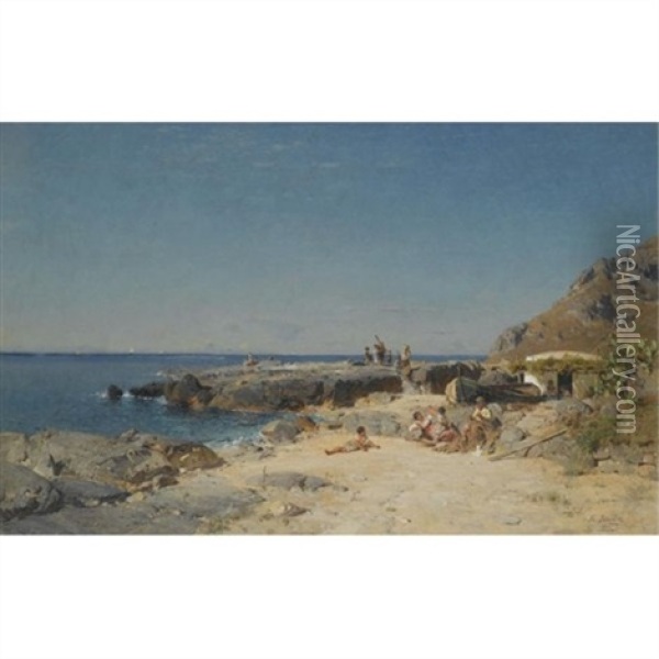 Marina Piccola, Capri Oil Painting - Rudolf Schuster