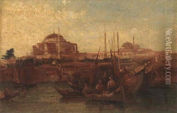 The Golden Horn On The Bosphorus Oil Painting - Alfred Pollentine