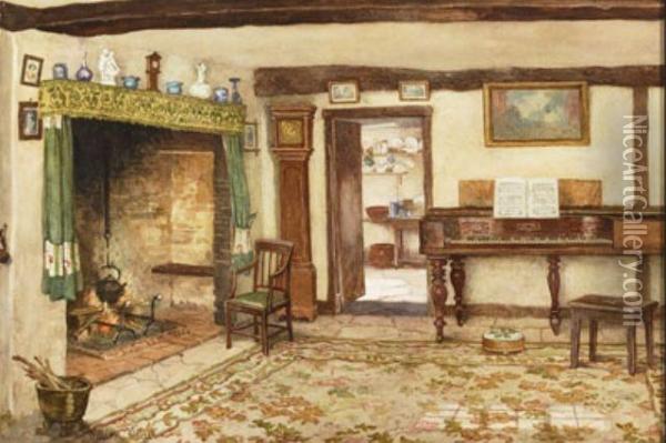 Interior Of An Old Cottage Oil Painting - William Affleck