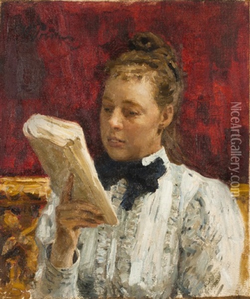 Portrat Der N. B. Nordman (nordman Uber Einem Buche) Oil Painting - Ilya Repin