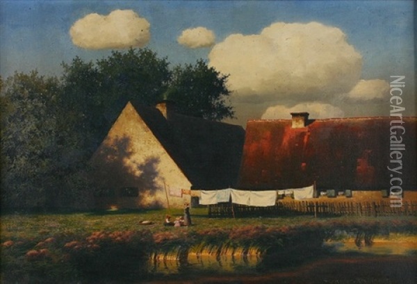 Schwabische Bauernhauser Oil Painting - Paul Wilhelm Keller-Reutlingen