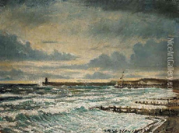 Newhaven Oil Painting - Christopher Richard Wynne Nevinson
