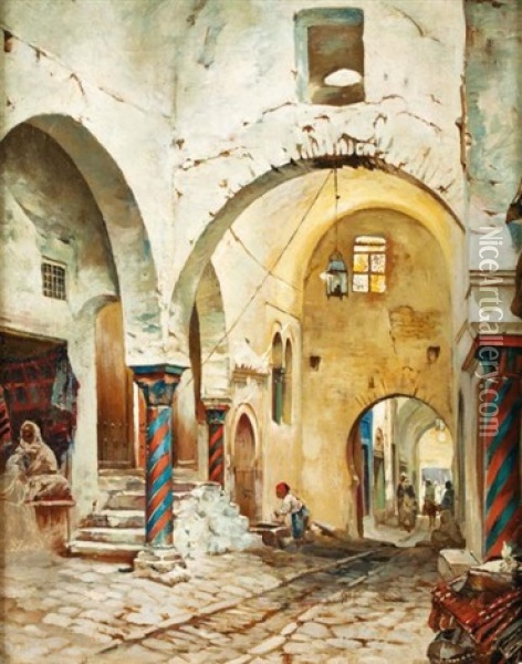Scene De Rue A Tunis Oil Painting - Rudolph Gustav Mueller