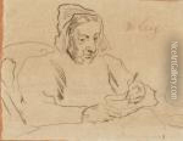 Sitzende Grossmutter Mit Tasse Oil Painting - Albert Anker